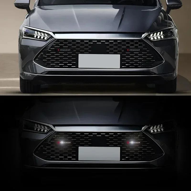 For Peugeot Car Decorative Light LED Front Hood Grille Emblem Badge Decor For Peugeot 206 307 308 3008 207 208 407 408 508 2008