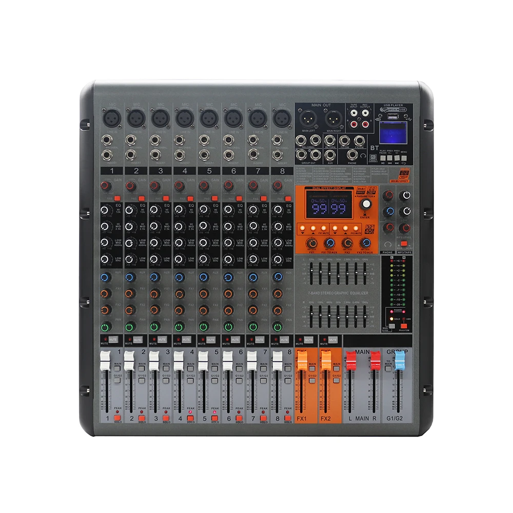MOQ 2pcs PRO-860D Professional Digital Dual 99 Dsp Effects Usb Interface Sound Console Mixing 650W 8 Channel Power Audio Mixer