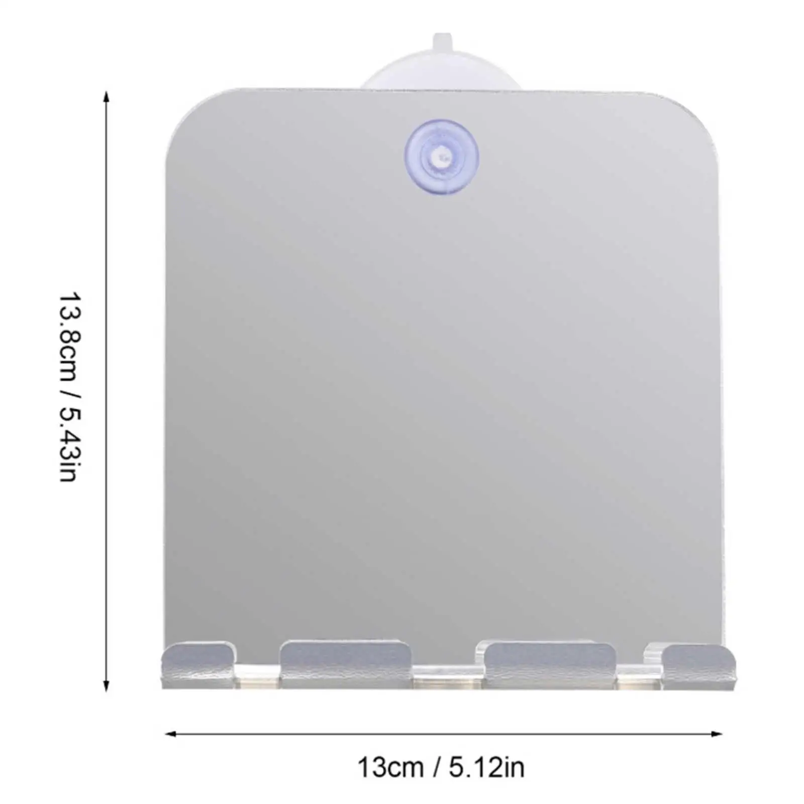 مرآة أكريليك مضادة للضباب، دش الحمام، مرآة الحلاقة بدون ضباب، ملحقات السفر مع قطعتين من شفط الحائط للرجال والنساء