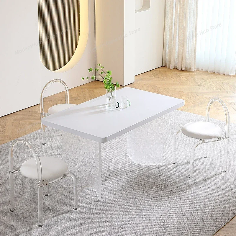 Acrylic Kitchen Dining Table Modern Luxury Balcony Mesa Lateral Coffee Dining Table Livingroom Salon Mesa Garden Furniture Sets