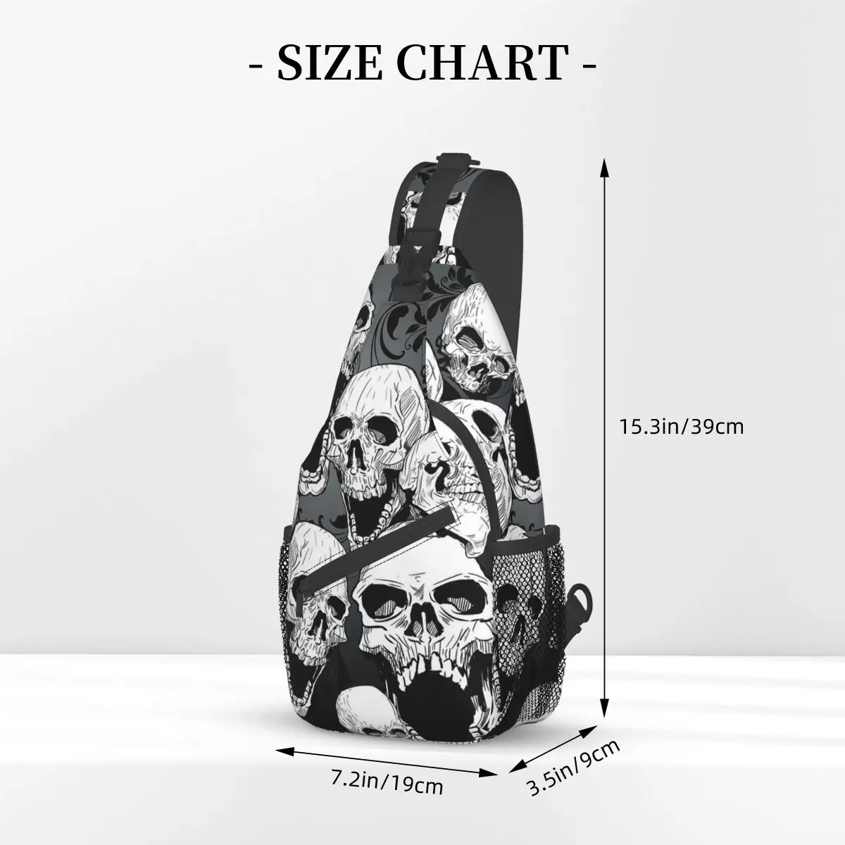 Death Skull Gothic Crossbody Sling Bags Small Chest Bag Shoulder Backpack Daypack for Hiking Outdoor Cycling Bag