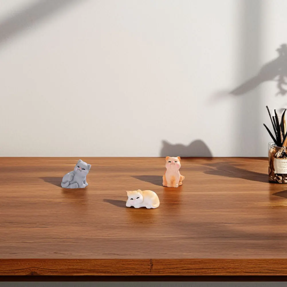 

8pcs Micro Landscape Kitten Statues Resin Cat Figurines For Garden Lawn Bonsai Cake Topper Dollhouse Terrarium Ornament