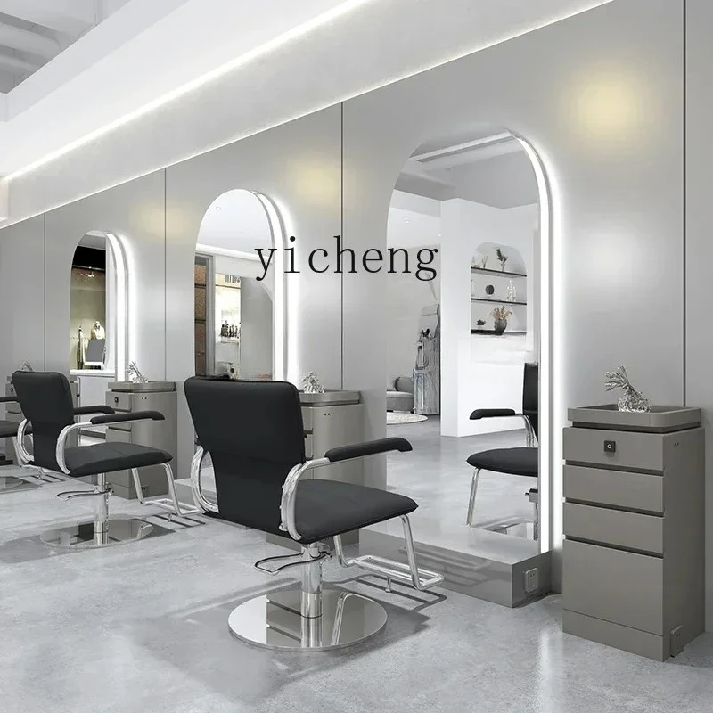 JZ-22   Floor-to-ceiling Full-body Mirror Table Barber Shop Luminous Single-sided Mirror Table Stainless Steel Perm Mirror