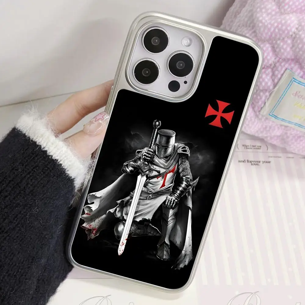 

Чехол для телефона «Тамплиеры» для iPhone 17 16 15 14 13 12 11 Air Pro Max Plus, с серебряным покрытием, красочный, стильный, роскошный