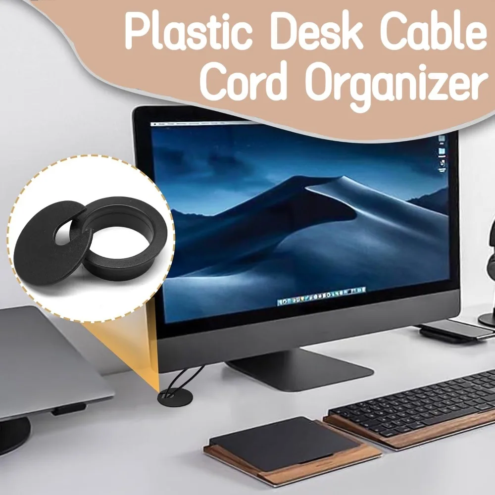Plastic Wire Hole Cover 1.5/2/2.5 Inch Table Outlet Cable Passing Threading Box Cover Round Office Furniture Desk Organizer view 4