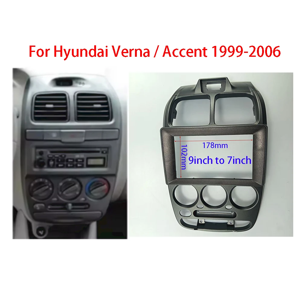 Marco de panel de salpicadero de 7/9 pulgadas para Hyundai Verna/Accent 1999-2006, embellecedor de consola completa