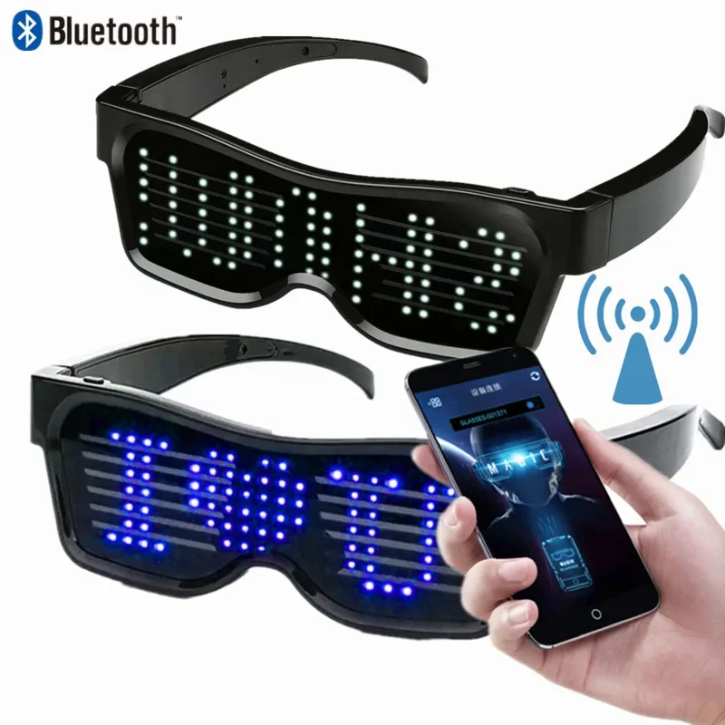 USB Charging Multicolor Party LED Glasses Disco Wine Bar Dynamic Flashing LED Glasses, Raves Bluetooth APP Customizable Light Up