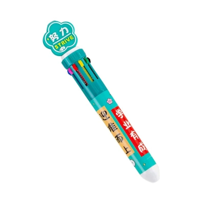 Pena Bolpoint Multicolor 10 Color-in-1 Ballpoint Pen 0.5mm untuk Menulis Color Coding Journaling Office Menulis Pasokan