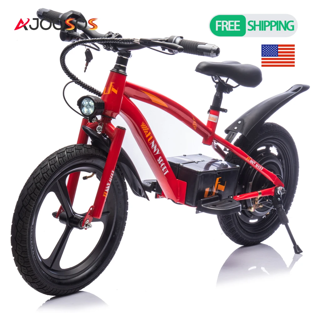 

24V Ride On Electric Dirt Bike 300W Super Power Motor 16in Wheels Hand-Operated Brakes Electric Balance Bike For age 5+