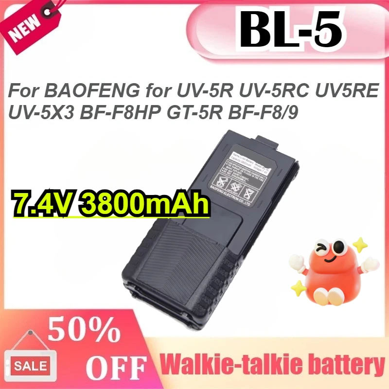 

BL-5 3800mAh For BAOFENG for UV-5R UV-5RC UV5RE UV-5X3 BF-F8HP GT-5R BF-F8/9 UV-5R Walkie Talkie Battery