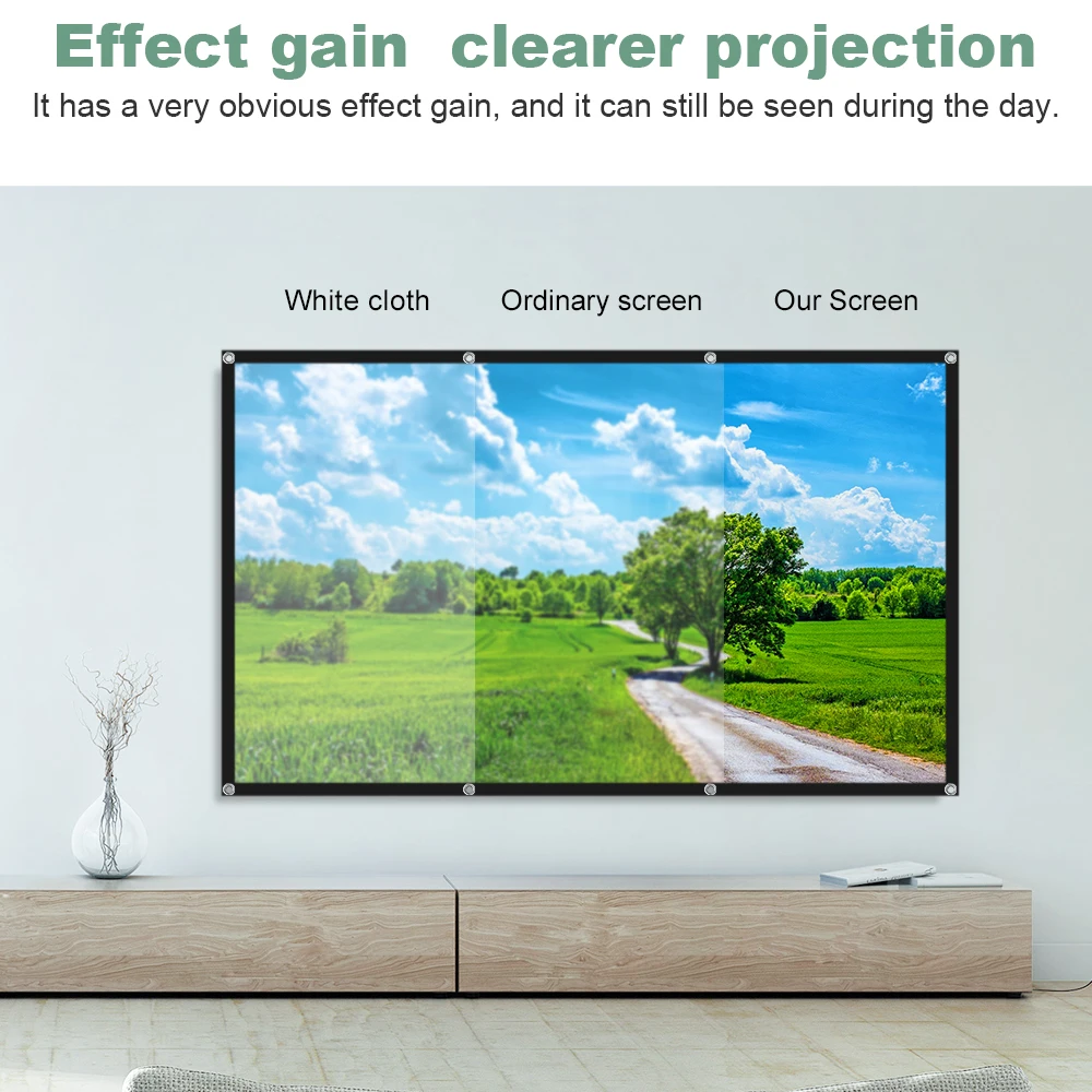 LEJIADA 4K HD Brightness-enhancing Anti-light Projector Screen Black Border With Holes White Grid 160° Wide Viewing 60-130 inch