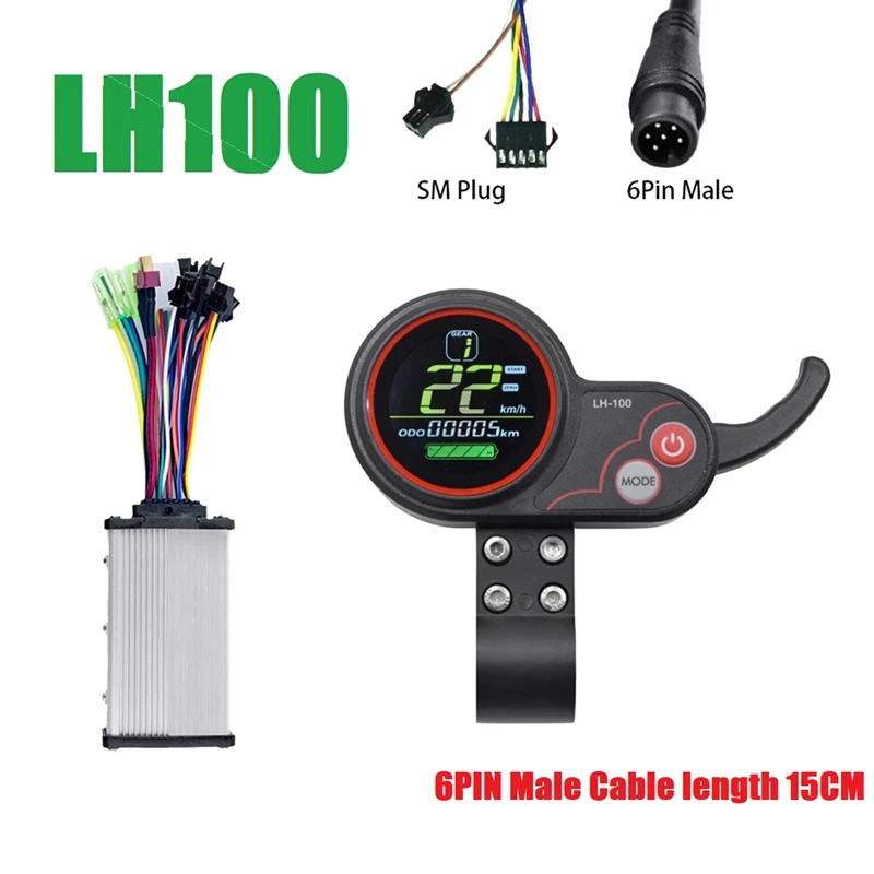 

LH100 LCD Display Throttle Meter+36V 350W Sine Wave Controller for Electric Scooter/Ebike LCD Speedometer(6PIN)