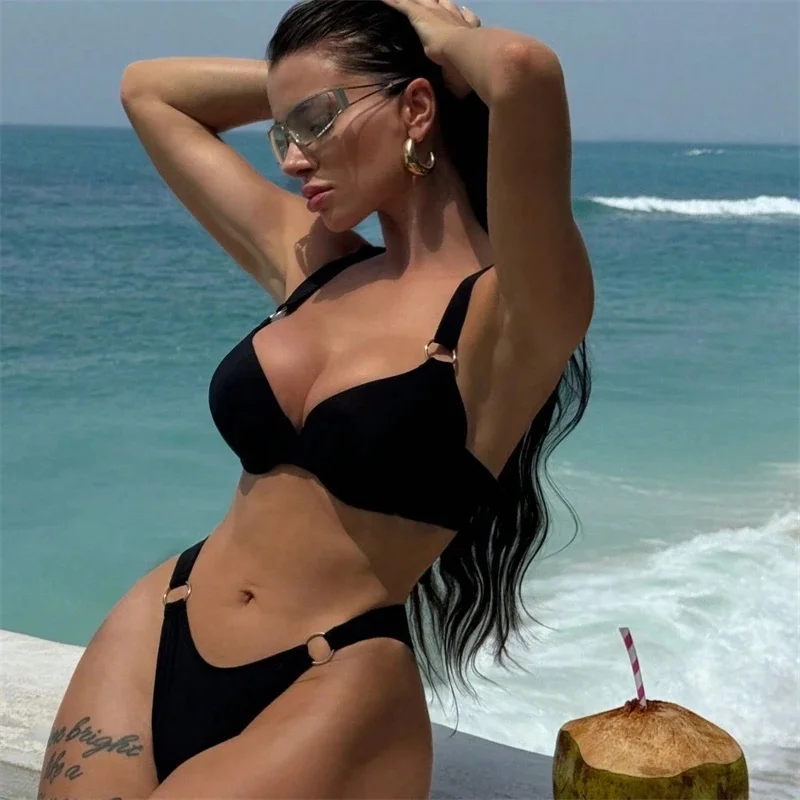 

Бюстгальтер на косточках, чашка с высоким вырезом, бразильское бикини, женский купальник, женский купальник, комплект бикини из двух частей, купальный костюм, купальный костюм