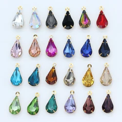 20pcs/lot Waterdrops  Shape Single Hole Connector Rhinestone Crystal Charm Pendant For DIY Jewelry Clothing Accessories Making