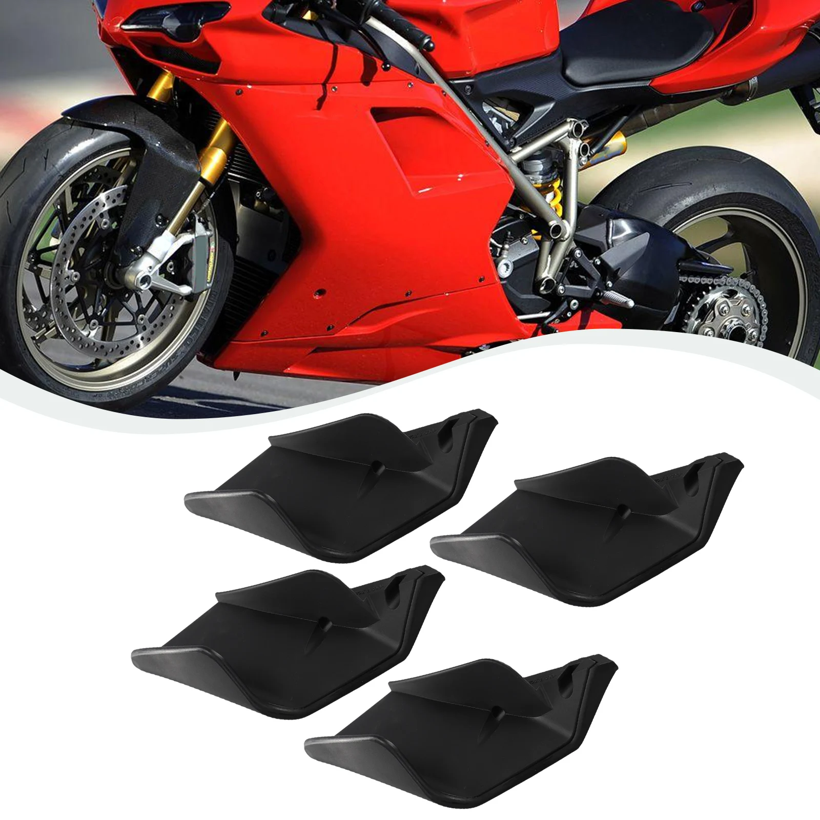 Spoiler Fxed Wings Fixed Wing ABS Material Black Body Work Direct Replacement Frame High-strength Motorcycle Parts