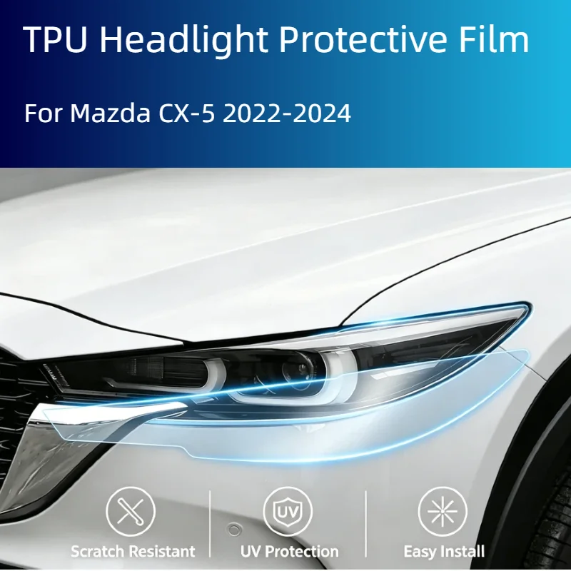 Film de protection transparent fumé anti-rayures en TPU pré-découpé pour phares et montants B de voiture Mazda CX-5 2022-2024