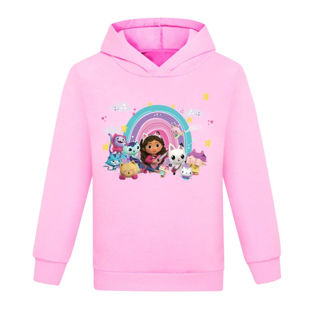 Kawaii Gabbys Dollhouse Hoodie Kids Clothes Autumn Sweatshirt Girls Clothing Fashion Baby Boys Clothes Children Tops 100-170cm