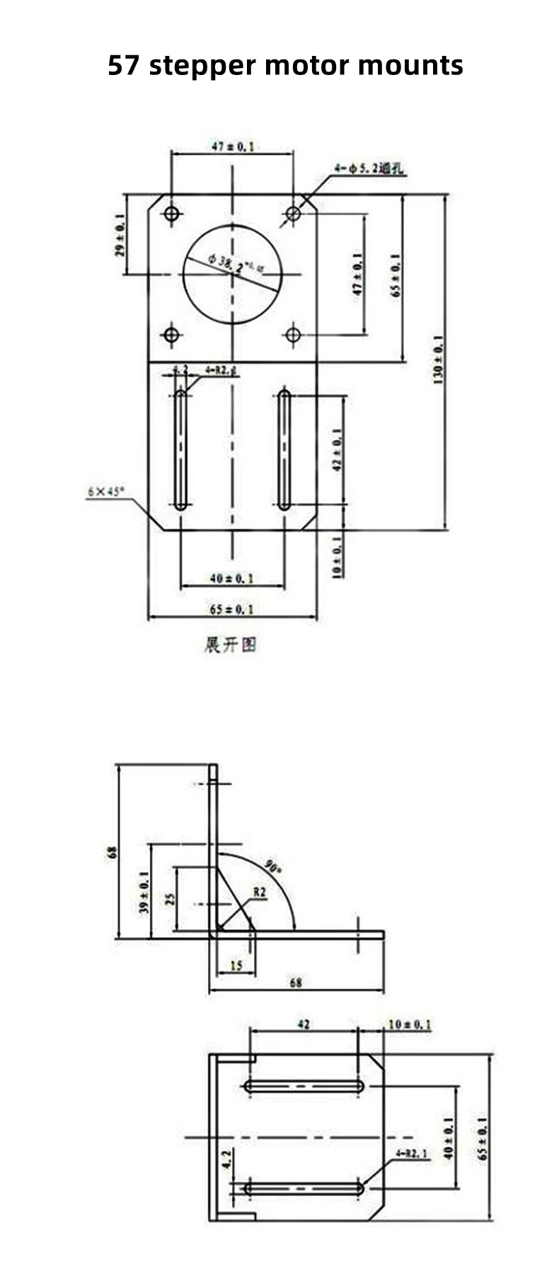 Nema17 Nema23 Schrittmotor-Montagesockel 17HS4401 Befestigungshalterung Metallstützanschluss für Nema42/57 Schrittmotorhalter – Detail 3