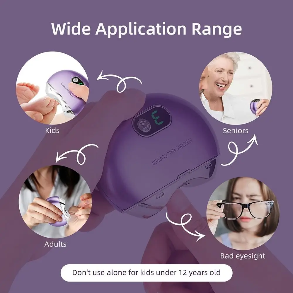 

Low Noise Electric Nail Clippers UV Light 3 Speeds Automatic Nails Trimmer Rechargeable Manicure Care Tool Manicure Machine