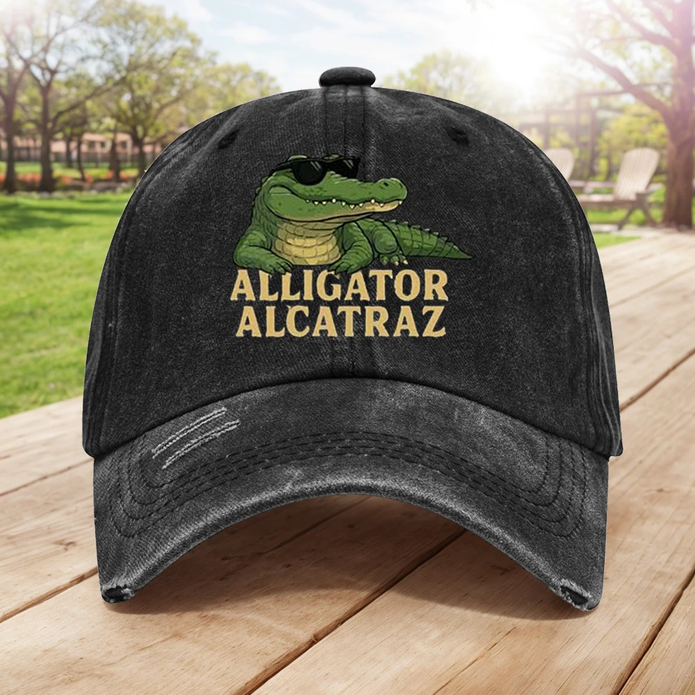 

Washed Cotton Baseball Cap Breathable Alligator Dad Hat Comfortable Fashion Golf Hat Adjustable for Outdoor Sports