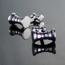 Men's French shirt cufflinks copper material cylindrical blue purple hammer cufflinks fashion brand clothing accessories