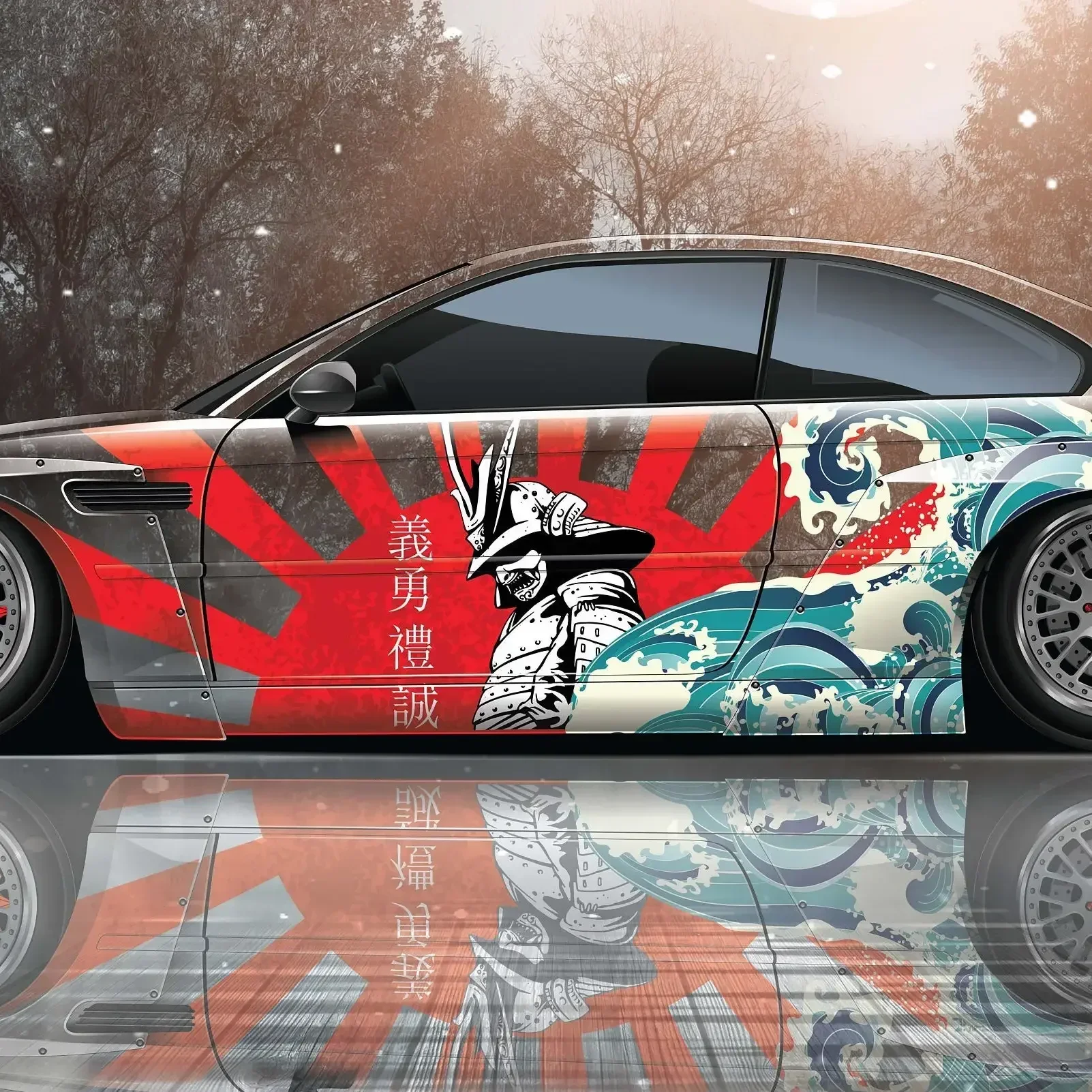 Samurai Car Wrap, Japanese Vehicle Livery, Cast Vinyl Wrap, Universal Size Samurai Anime Car Sticker Car Decor
