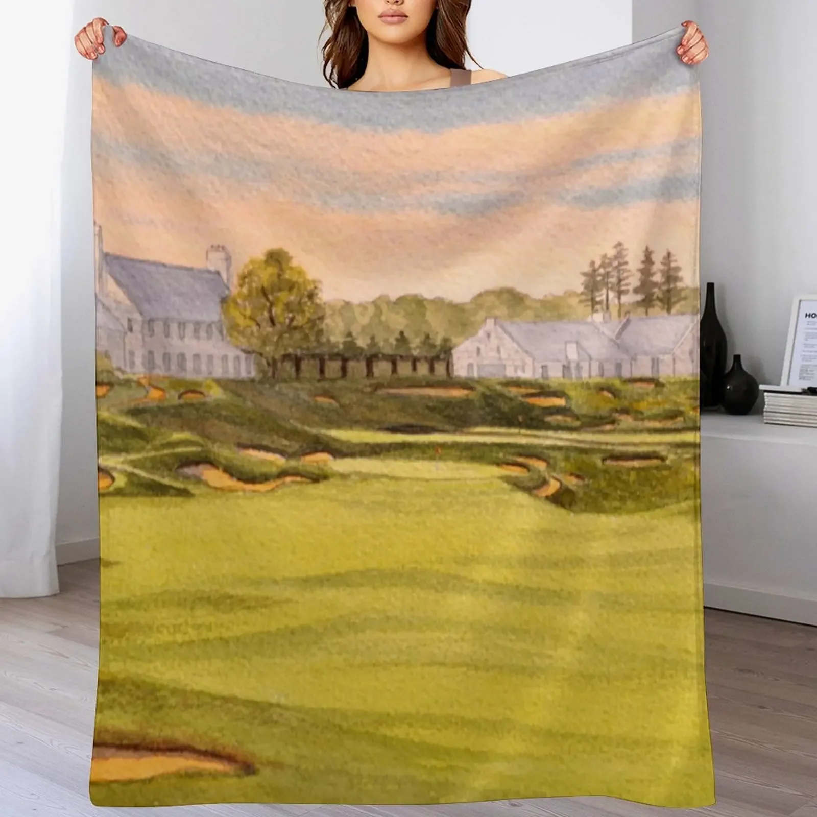 Whistling Straits Golf Course 9th And 18th Greens Throw Blanket Plush Fuzzy Cozy Blanket for Couch Sofa