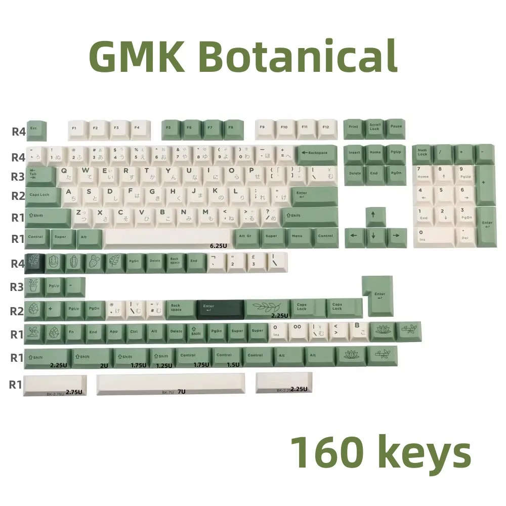 GMK Botanical Keycaps PBT Japanese Dye Sublimation Keyboard KeyCap Cherry Profile Keycap With ISO Enter 1.75U 2U Shift For GK61