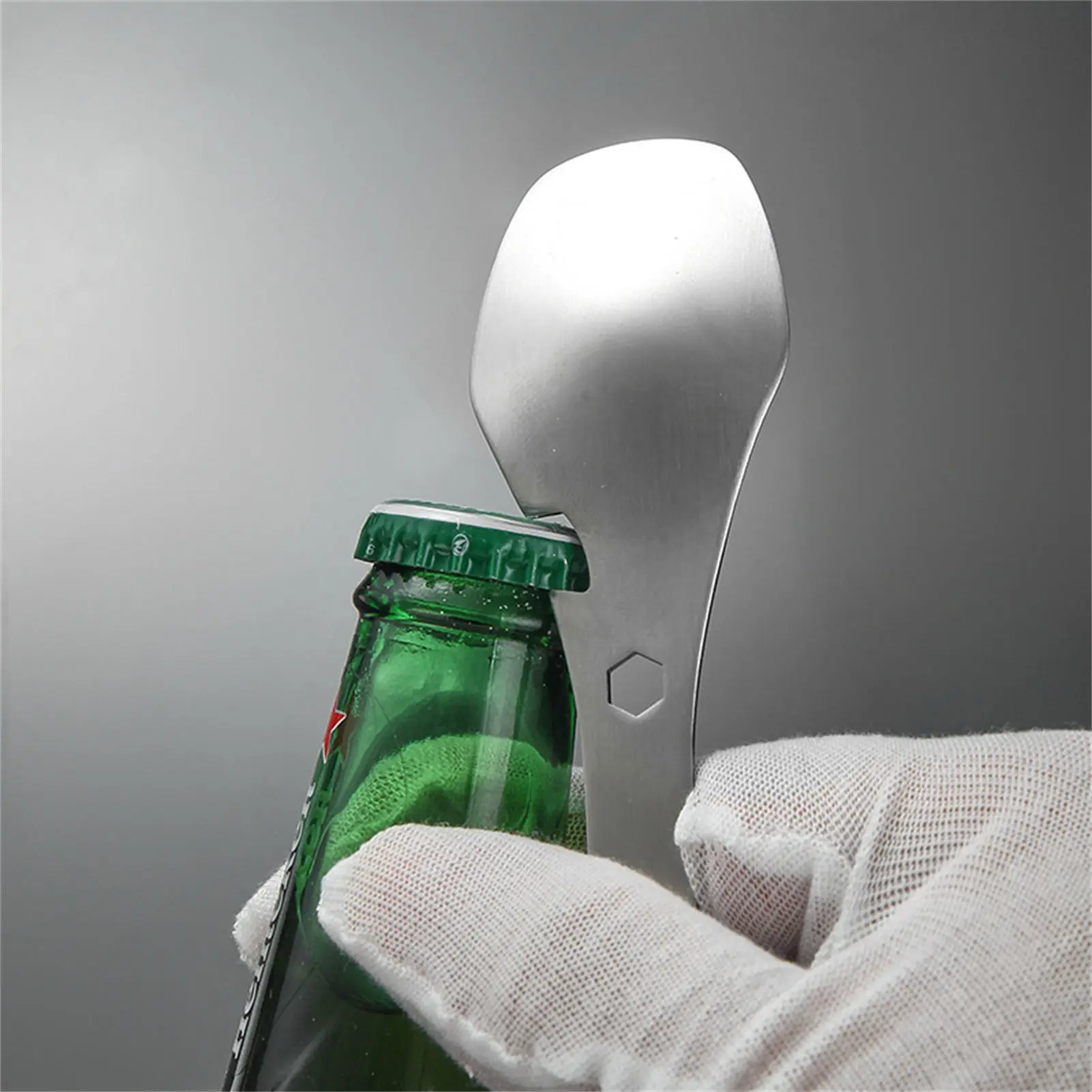 Portable Outdoor Utensil Stainless Steel 304 Fork Spoon Bottle Opener All in One For Camping Hiking Picnic