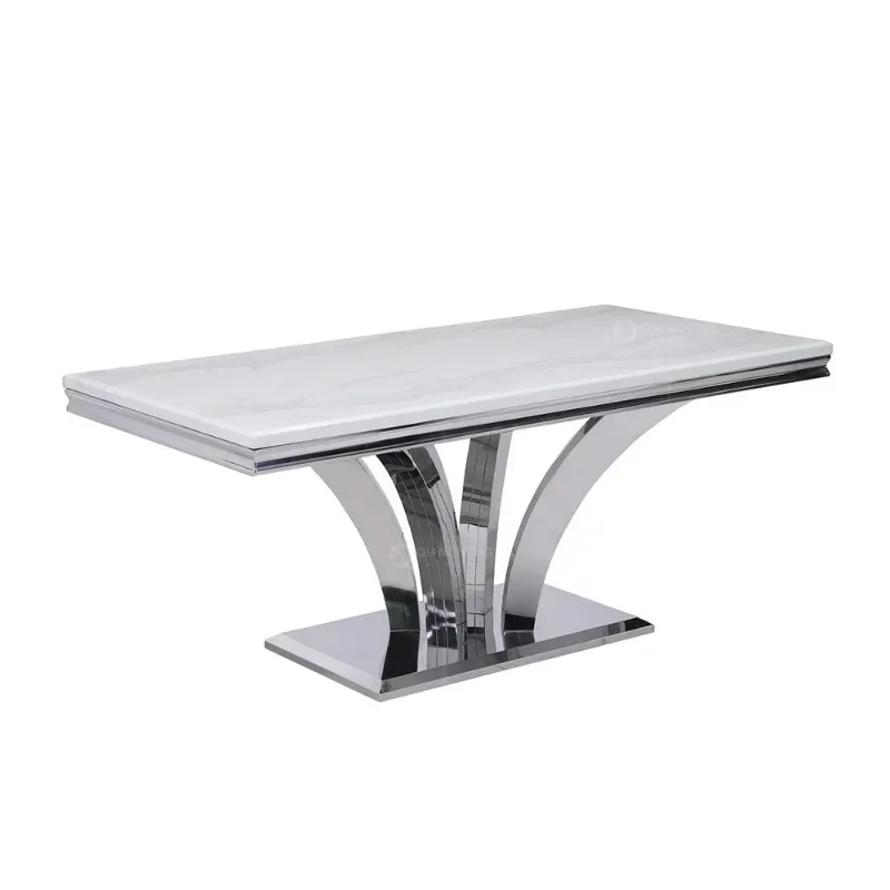 

Nordic light luxury marble living room European long table dining room furniture premium dining table and chairs