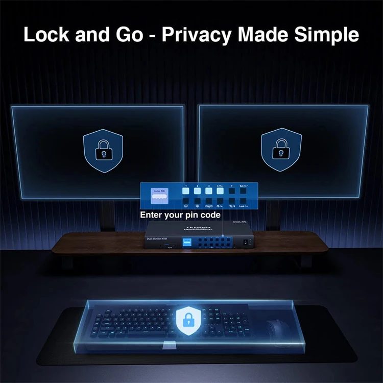 TESmart 4 Port Dual display KVM Switch Kit DP 4K60Hz With USB 3.0 Docking Station EDID Microphone L/R KVM Switches