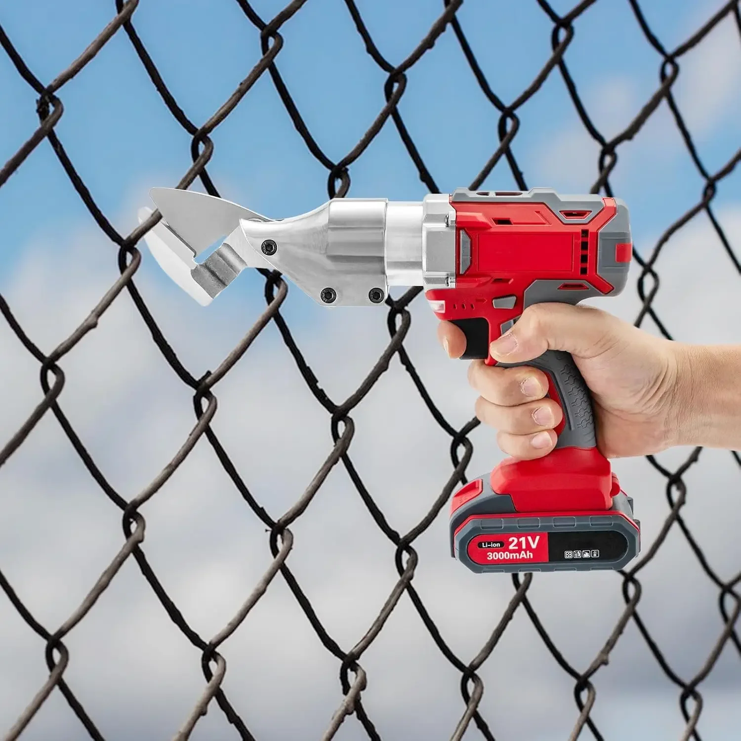 

21V 600W Electric Metal Shear, Chrome Vanadium Steel Alloy Head Electric Metal Cutter Shear Two-speed Adjustment Metal Shears