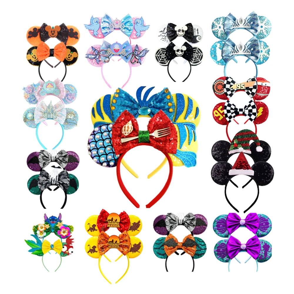 2pcs Christmas Mickey Mouse Ears Headband for Girls Women Cosplay Hairbands Ghost Bat Halloween Festival Party Hair Accessories