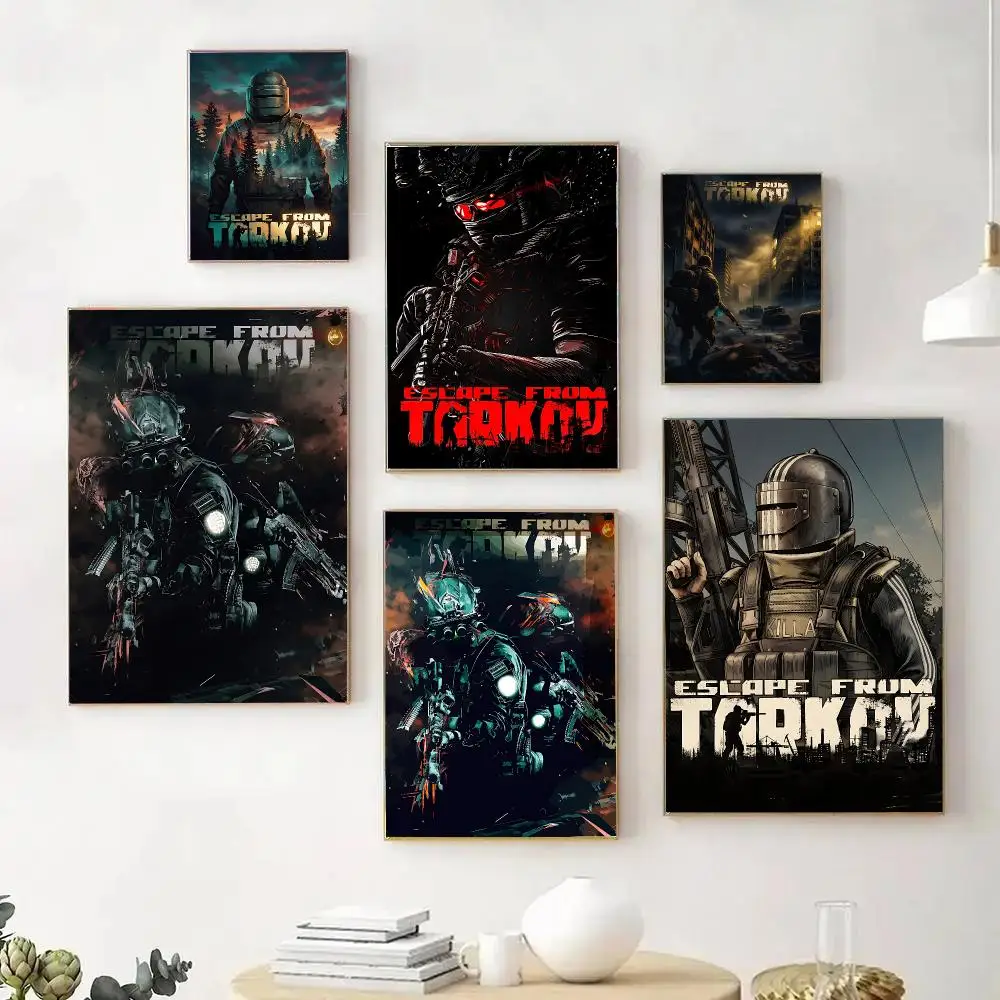 Tactical Shooter Game E-Escape from T-Tarkov Poster Wall Art Print Sticker for Bedroom Living Room Dorm Office Modern Home Decor