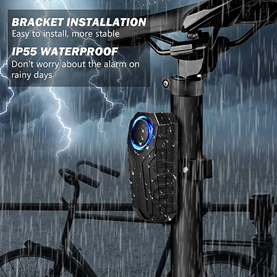 ELECTOP Bicycle Alarm Remote Control Waterproof Electric Motorcycle Scooter Bike Wireless Security Vibration Motion Sensor Alarm