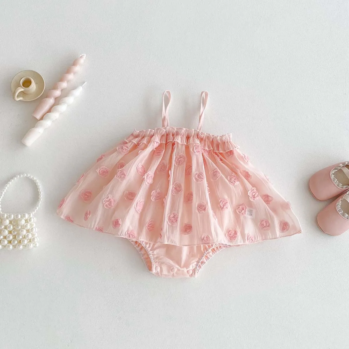 

Summer New Suspender Bag Fartha Dress Thin Pink Embroidered Jumpsuit Baby Children Baby Full Moon Princess Dress