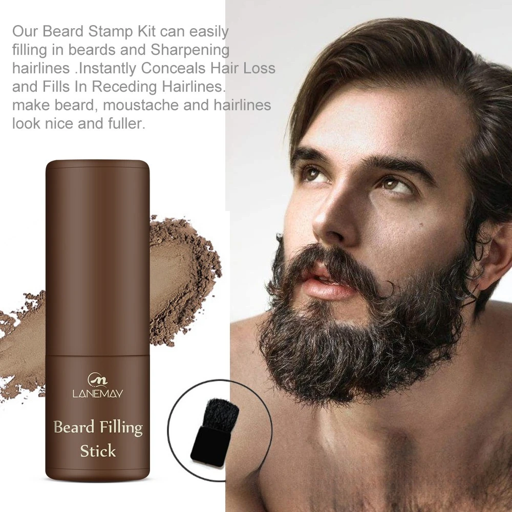 One Step Bartformung Füllstoff Bart Füllstoff Pulver Augenbrauen Pulver Stempel Set Wasserdicht Professionelle Männer Make-Up Perfekte Schablone