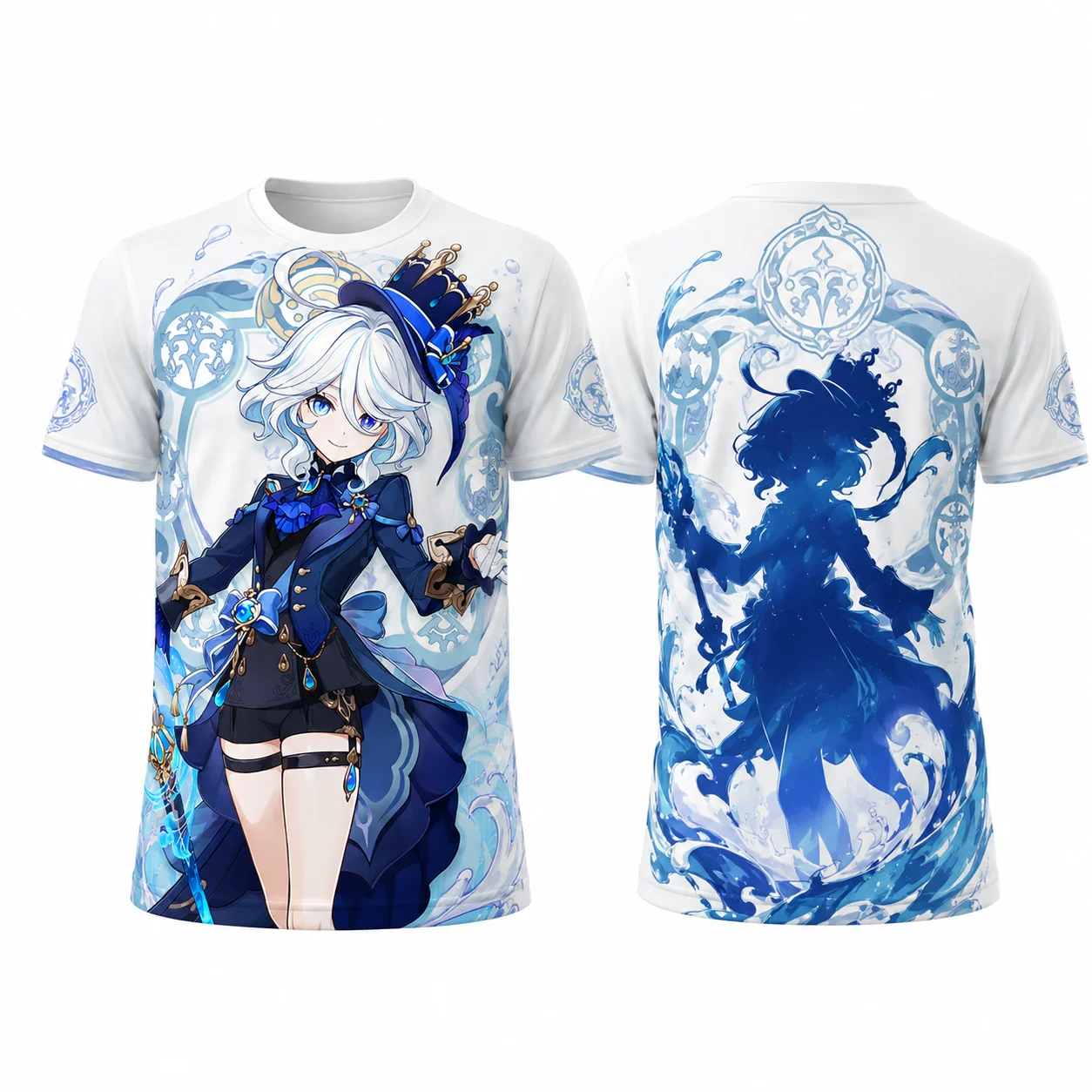 Genshin Impact Traveler Twins Furina Kazuha Zhongli Nahida 3D Print T-Shirt Game Graphic Tee For Men And Women Casual Top