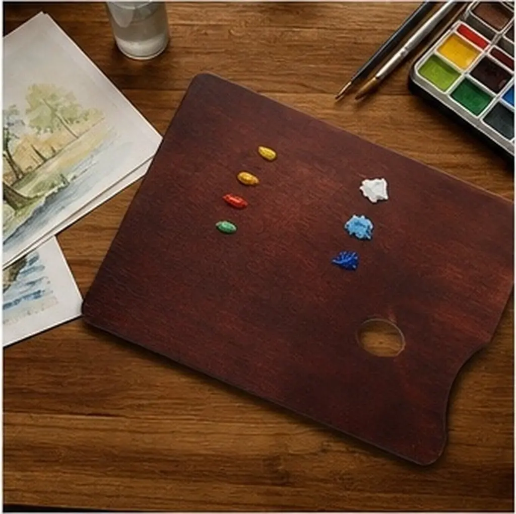 Large Wooden Watercolor Palette Artist Painting Tray Exquisite Craftsmanship Fun Reliable Design for Acrylic Gouache Oil