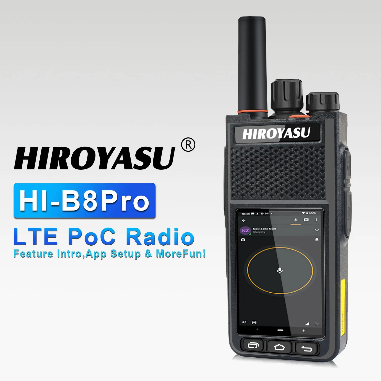 HIROYASU HI-B8Pro PoC Network Walkie Talkie 2GB RAM 16GB ROM 2.4-Inch Touchscreen Android9.0 OS 2G 3G 4G LTE Zello PoC Radio