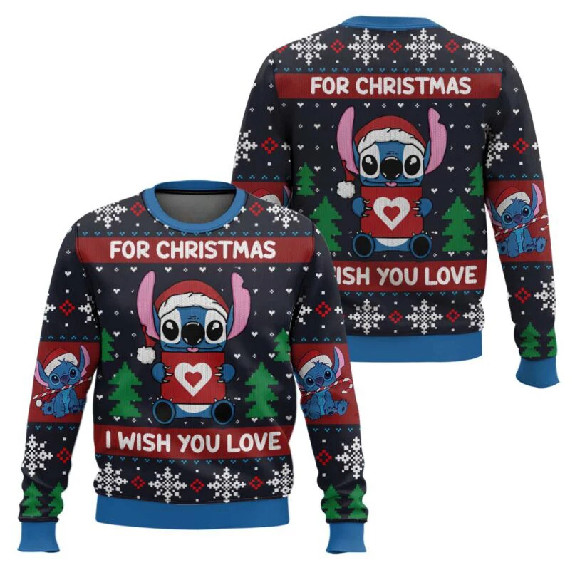 

Stitch I Wish You Love Lilo And Stitch Ugly Christmas Sweater Funny Holiday Party Pullover Sweater for Men Women Xmas Gift 2026