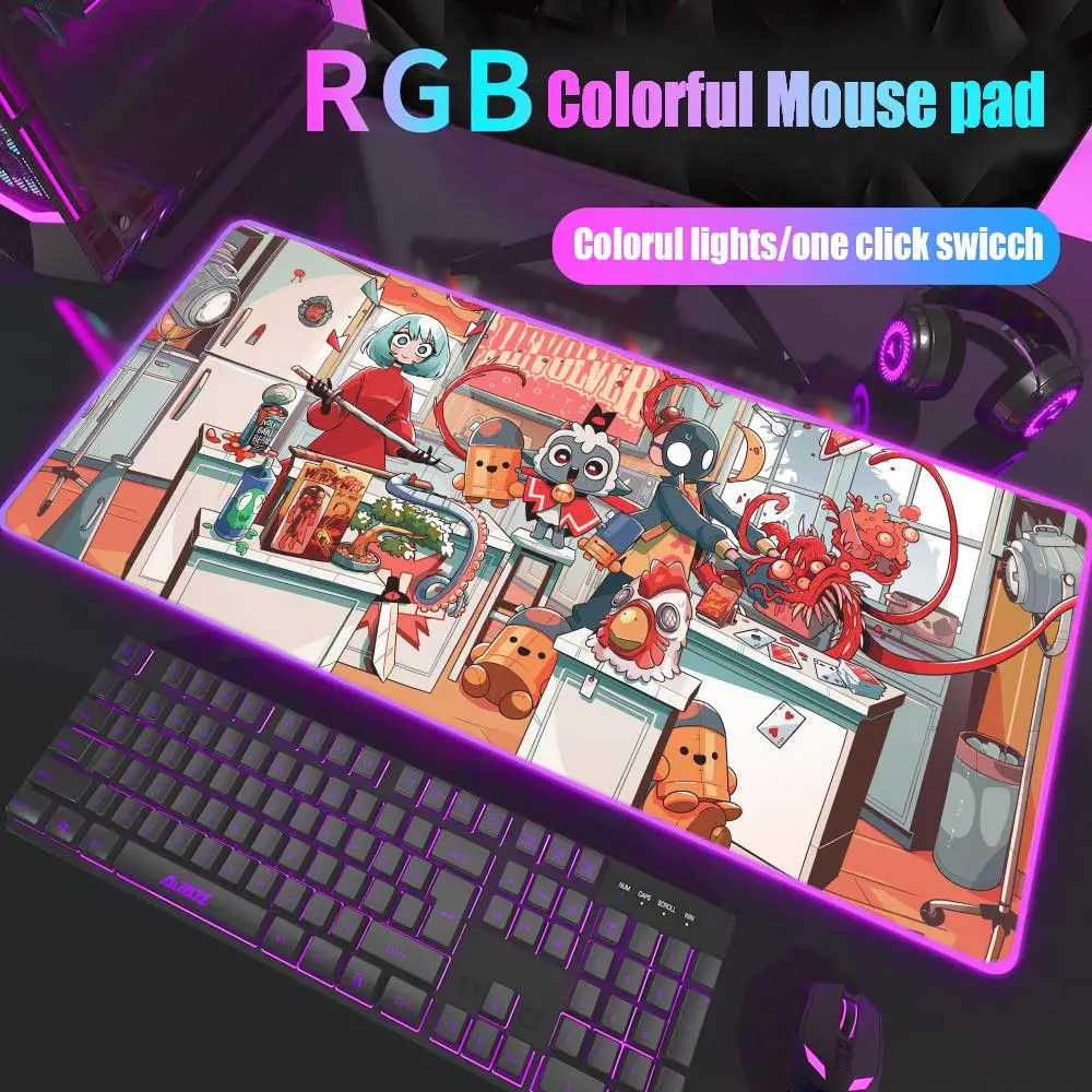 

Game C-Cult of L-Lamb Mouse Pad Gamer Rgb Desk Mat Back Light Led Setup Gaming Accessories Deskmat Big Mousepepad Backlight