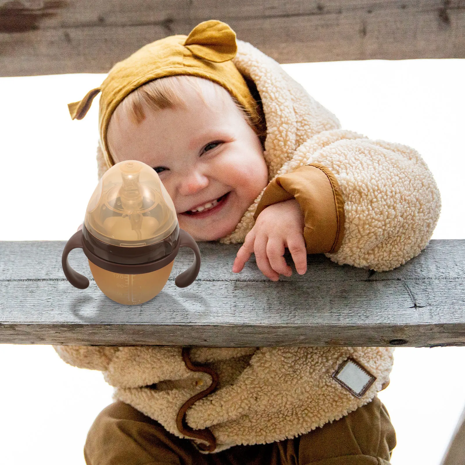 

Детская бутылочка для кормления с силиконовой соской, легкая, портативная, безопасная, с удобной ручкой для новорожденных