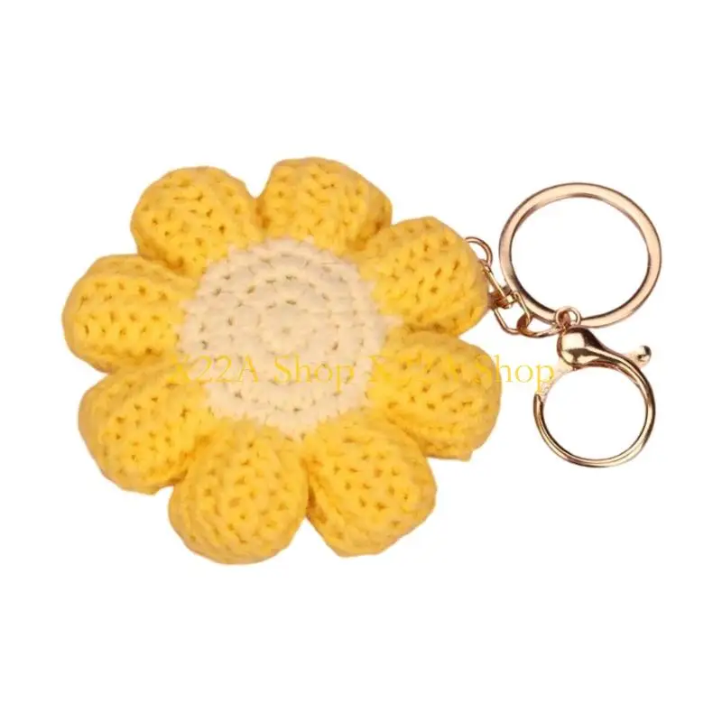 Unique Handmade Crochet Flower Keychains Soft Woolen Yarn Craft Decorative Accessories for Key Bags Backpacks Gift