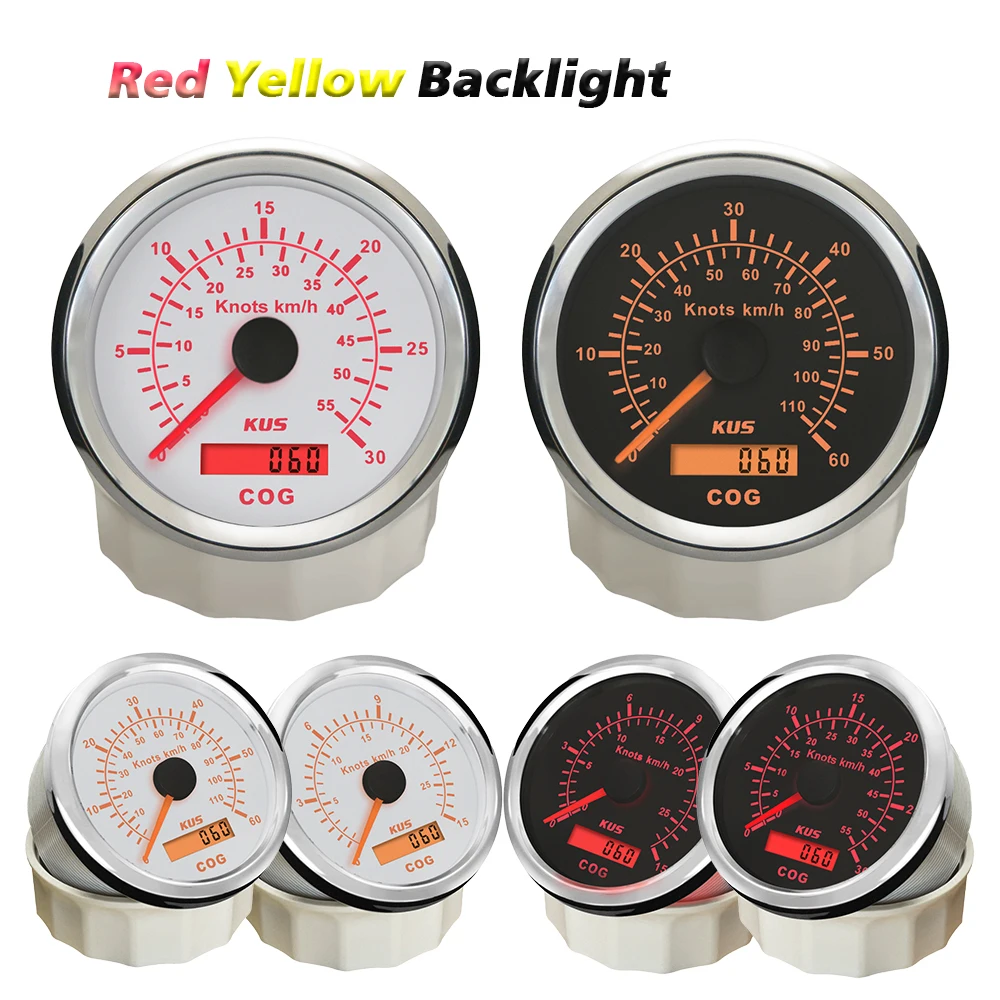 

KUS 85mm GPS Speedometer Speed Gauge Meter 0-15Knots 28KM/H 30Knots 55KM/H 60Knots 110KM/H for Boat Yachts with Backlight