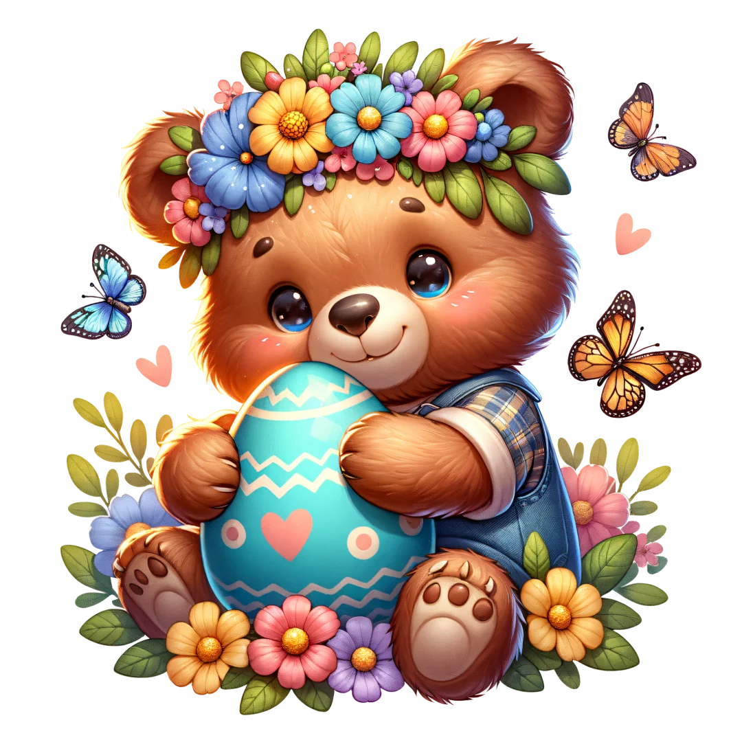 Easter Wreath Bear Silicone Baking Mold, Easter Egg-Shaped Chocolate Fondant Cake Decoration Mold