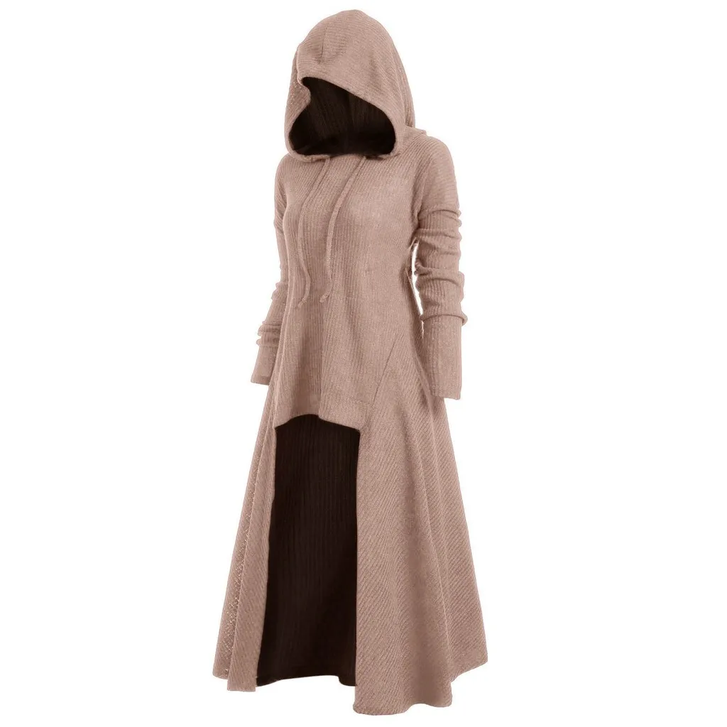 Cosplay Witch Tunic Hooded Robe Cloak Knight Gothic Costumes Women Halloween Holiday Dress Up Party Fancy Pullover Tops Jumpers