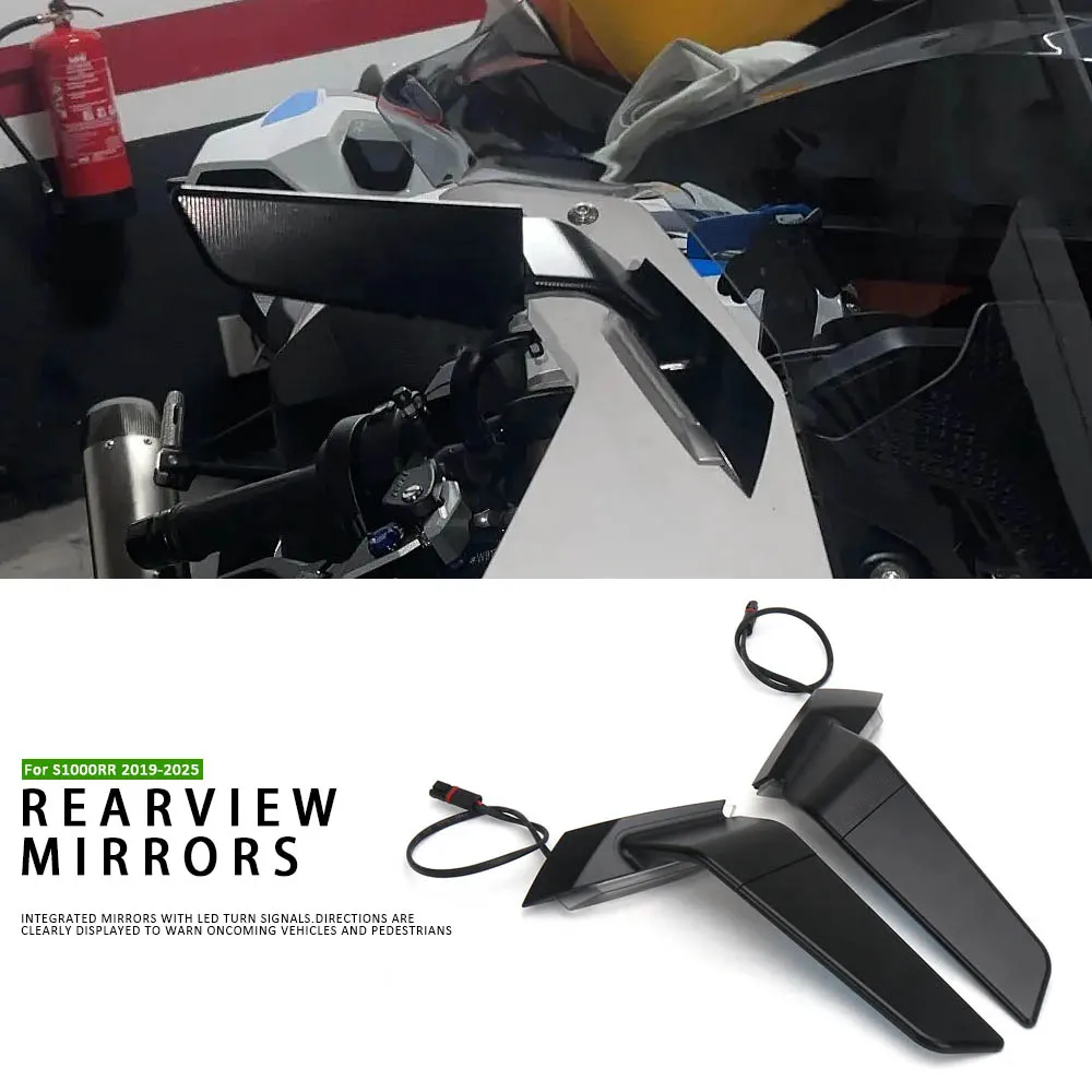 

For BMW S1000RR S1000 RR S 1000 RR 2019- 2023 2024 2025 Motorcycle Rearview Rear View Side Mirrors With LED Turn Signal Light