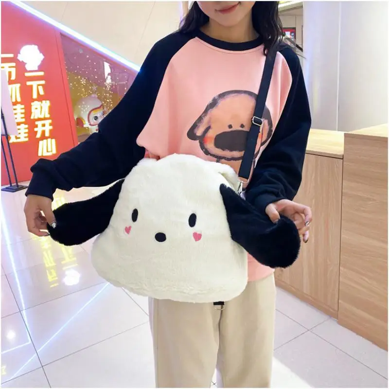 Kawaii Sanrio Pochacco Plush Bag Pochacco Backpack Handbag Cute Tote Bag Shoulder Bag Women Storage Bag Large Capacity Girl Gift