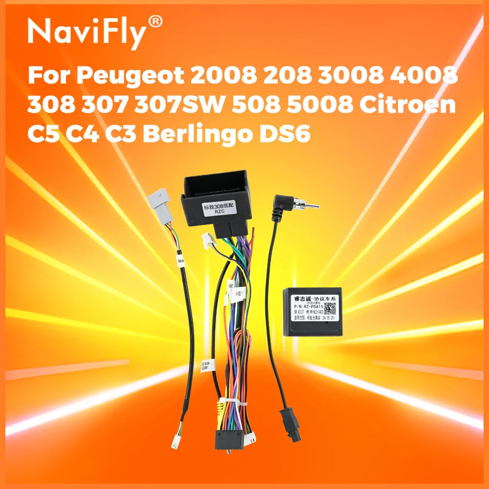 Auto-Android-Radio-Kabeladapter für Peugeot 2008 208 3008 4008 308 307 307SW 508 5008 Citroen C5 C4 C3 Berlingo DS6 Anschluss